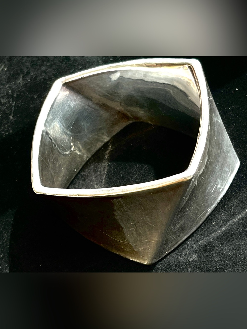 SOLD Handmade Twisted Geometric Square Sterling Silver 925 Bracelet 56.1g 8” - Picture 5 of 9